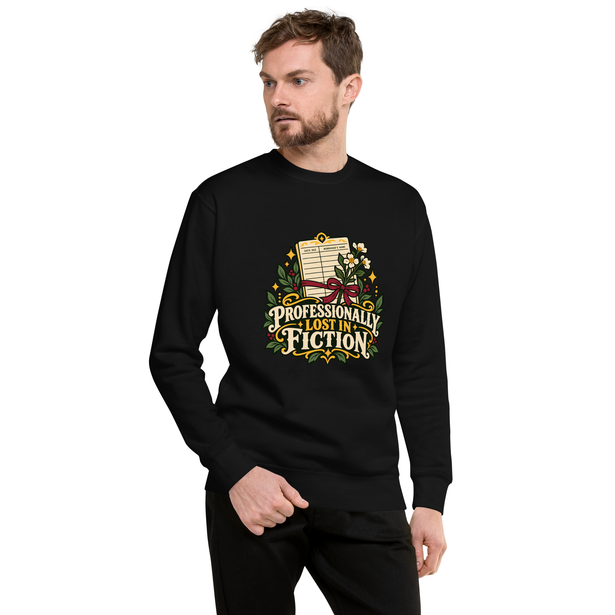 Professionally Lost in Fiction Book Lover Sweatshirt - Image 2